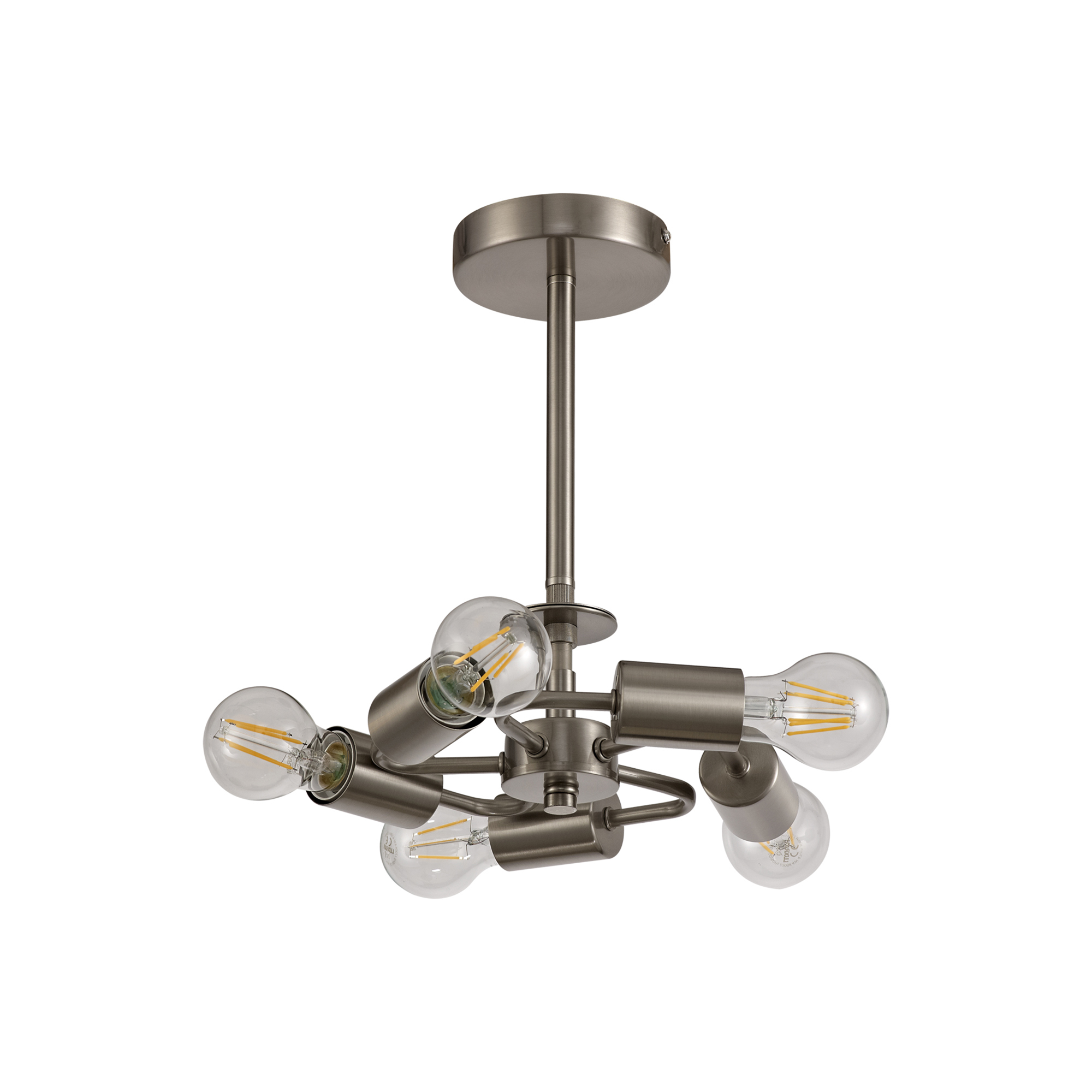 Baymont 45cm Semi Flush 5 Light Satin Nickel, Taupe DK0754  Deco Baymont